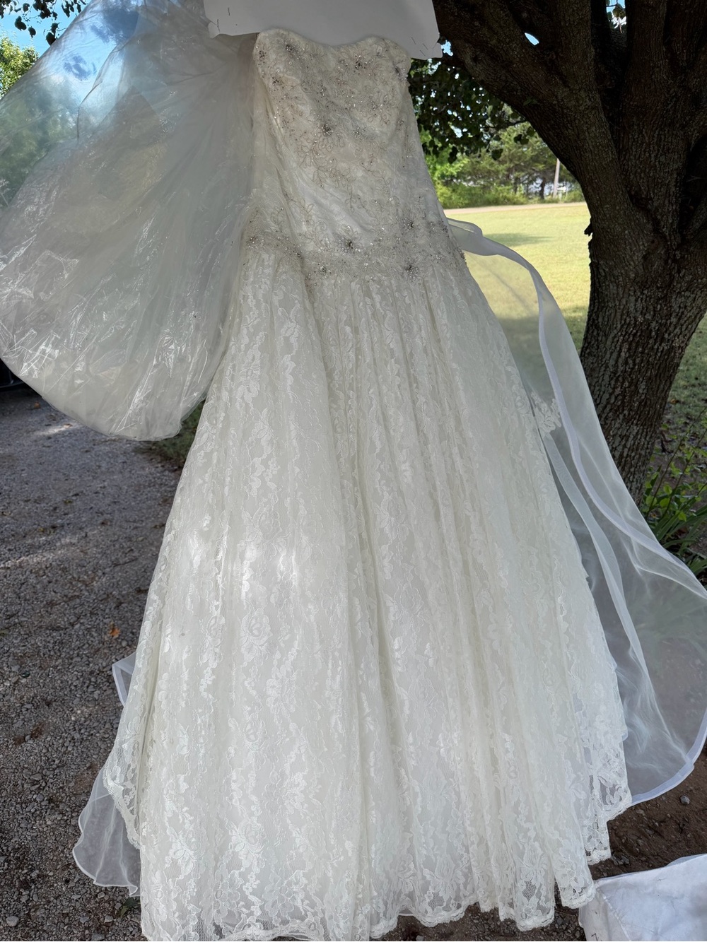Elegant Lace Strapless Wedding Dress in Ivory